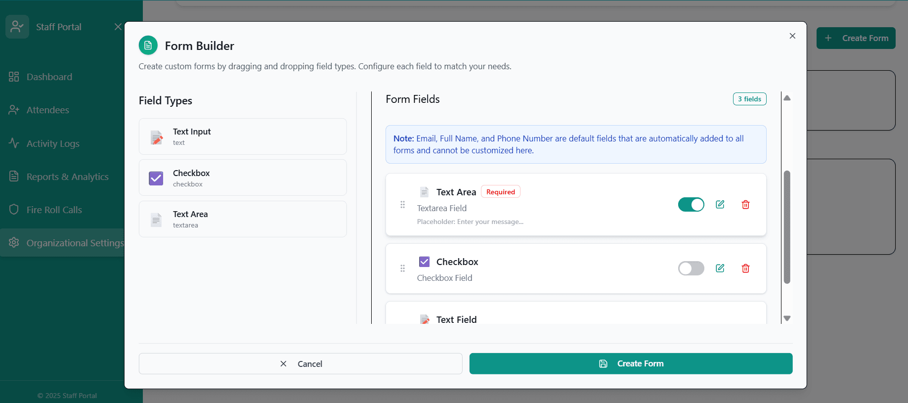 Visent (Visitor Management System) – Form Builder